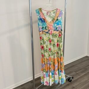 Globe Trotter tropical Hawaiian print maxi dress